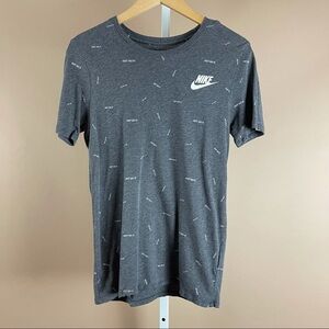 Nike women’s Short Sleeve Heather Charcoal Gray Tee with White Logo